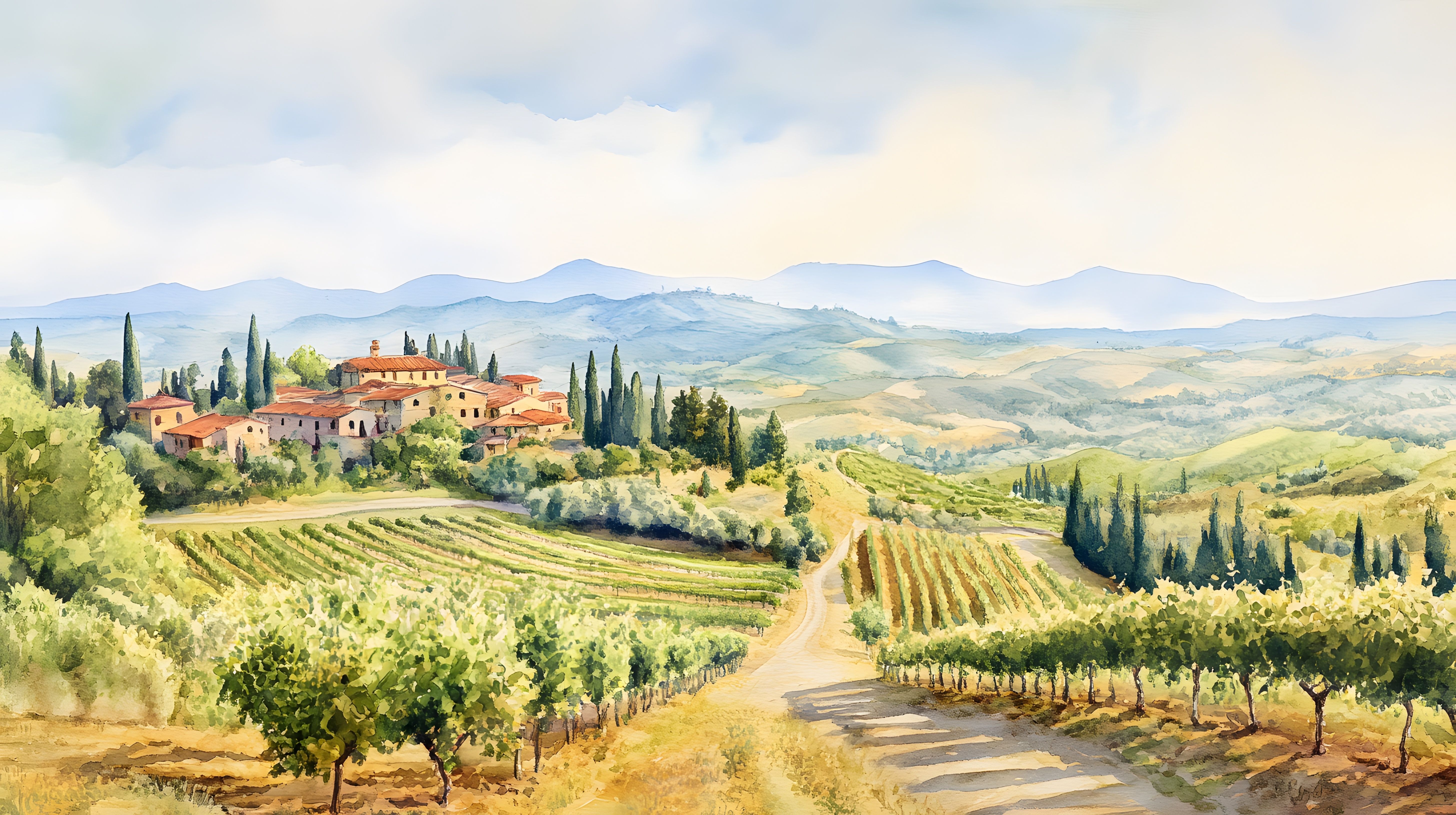 Painting of Toscany landscape